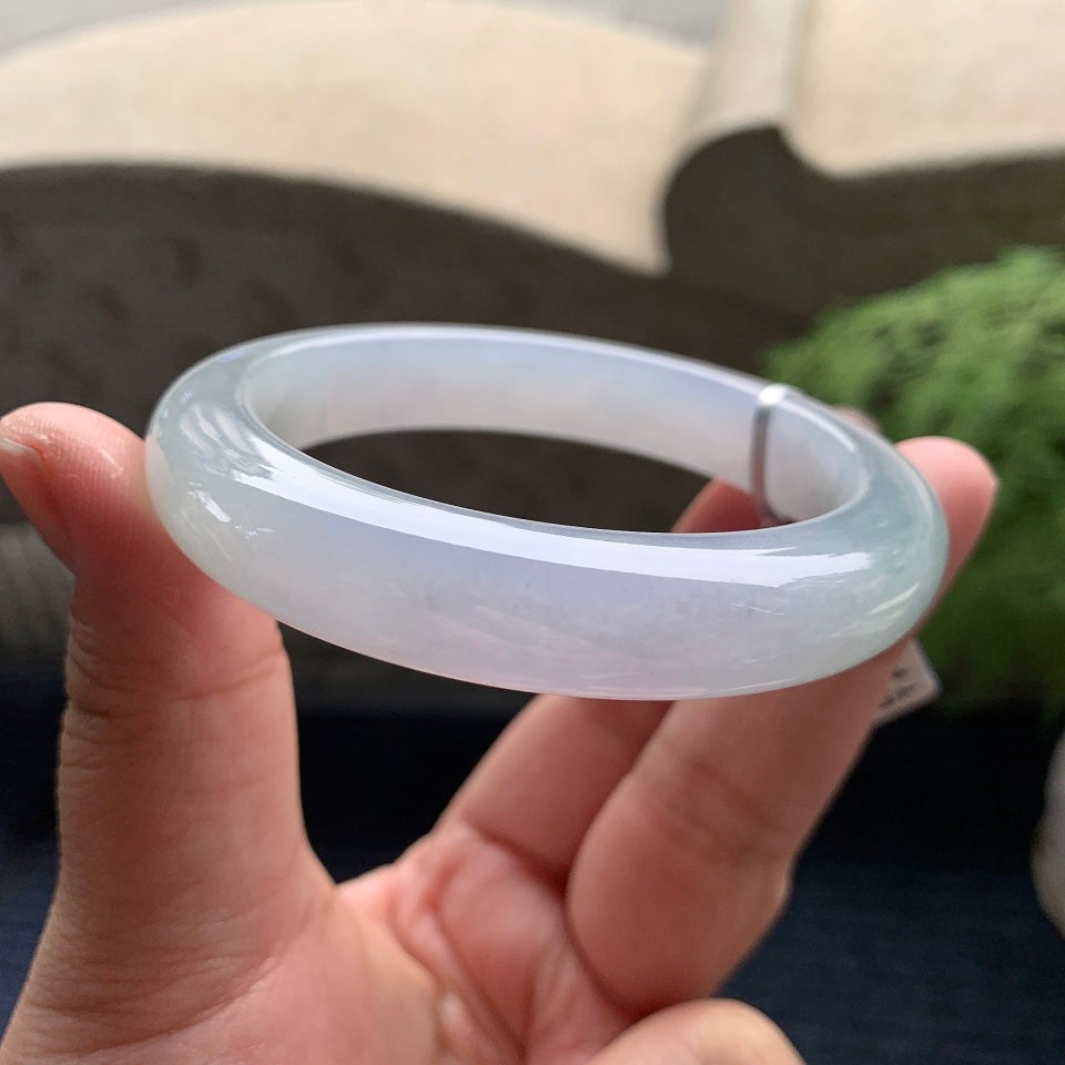 糯冰种淡春彩平安镯（57.5mm）（yc093393）
