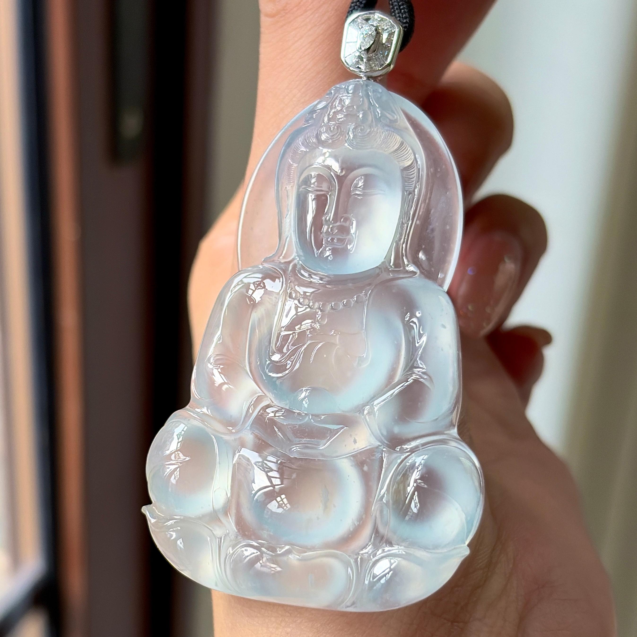 18K玻璃种无色观音挂件（yc522641）