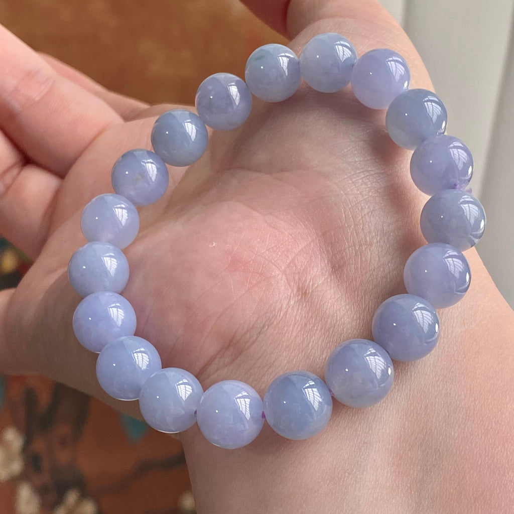 糯冰种紫罗兰单圈手串（19颗）（yc223984）