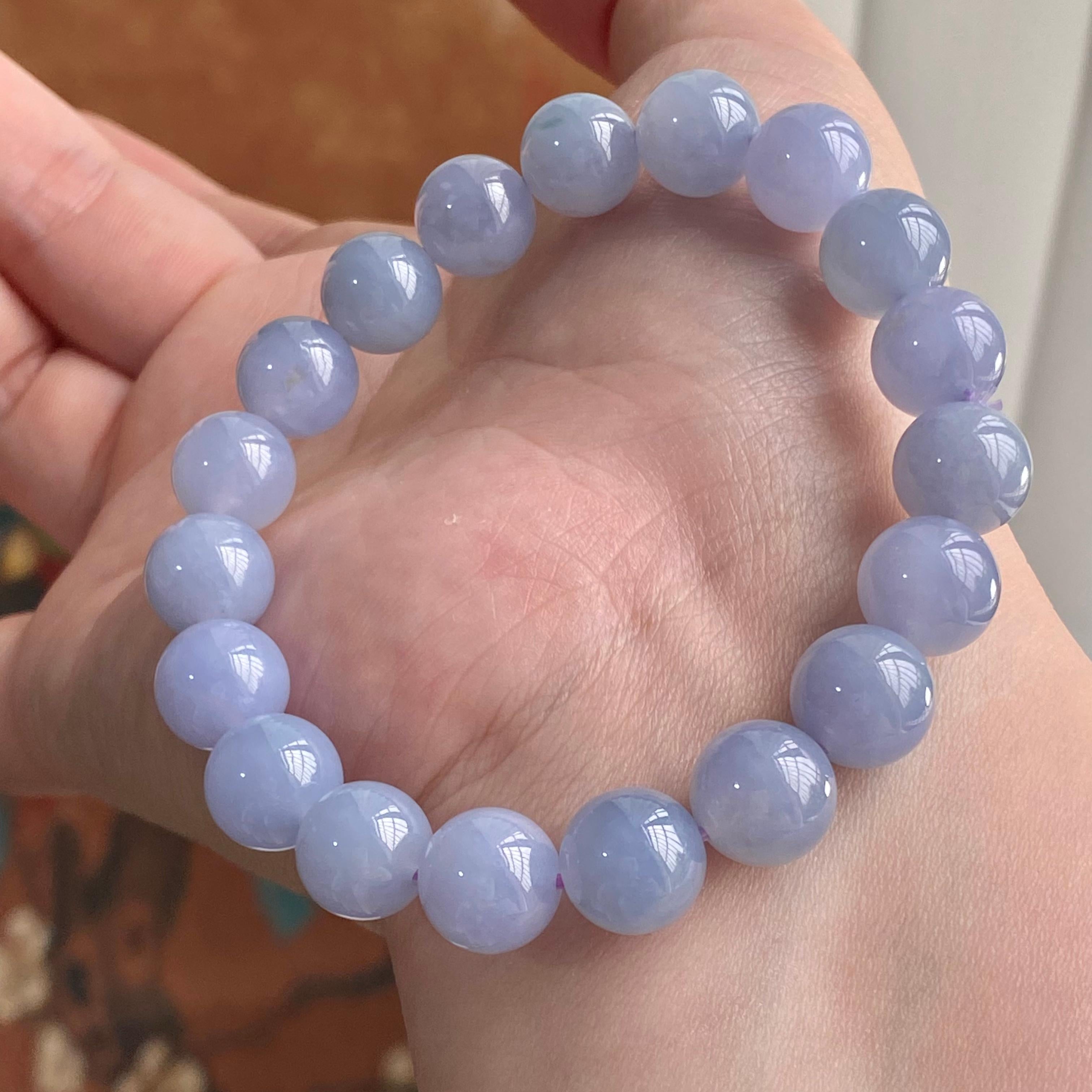 糯冰种紫罗兰单圈手串（19颗）（yc223984）