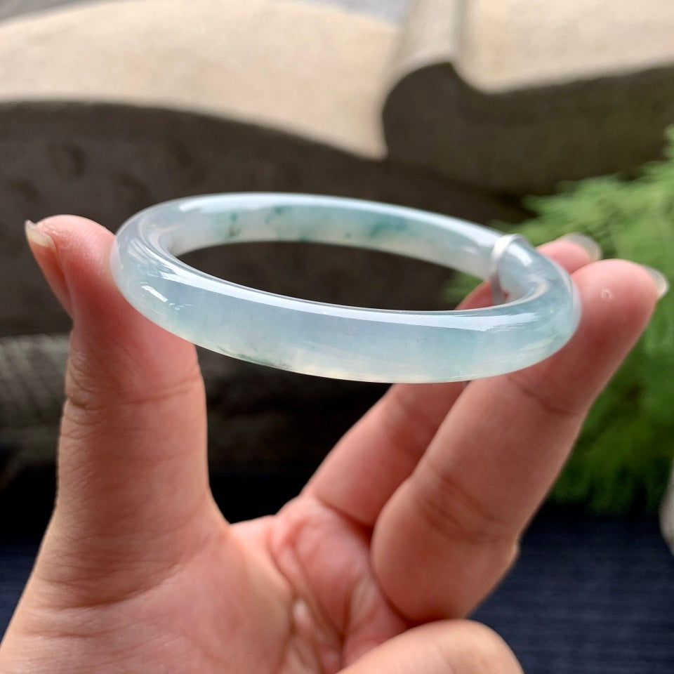 糯冰种飘花圆条手镯（54.8mm）（yc096220）
