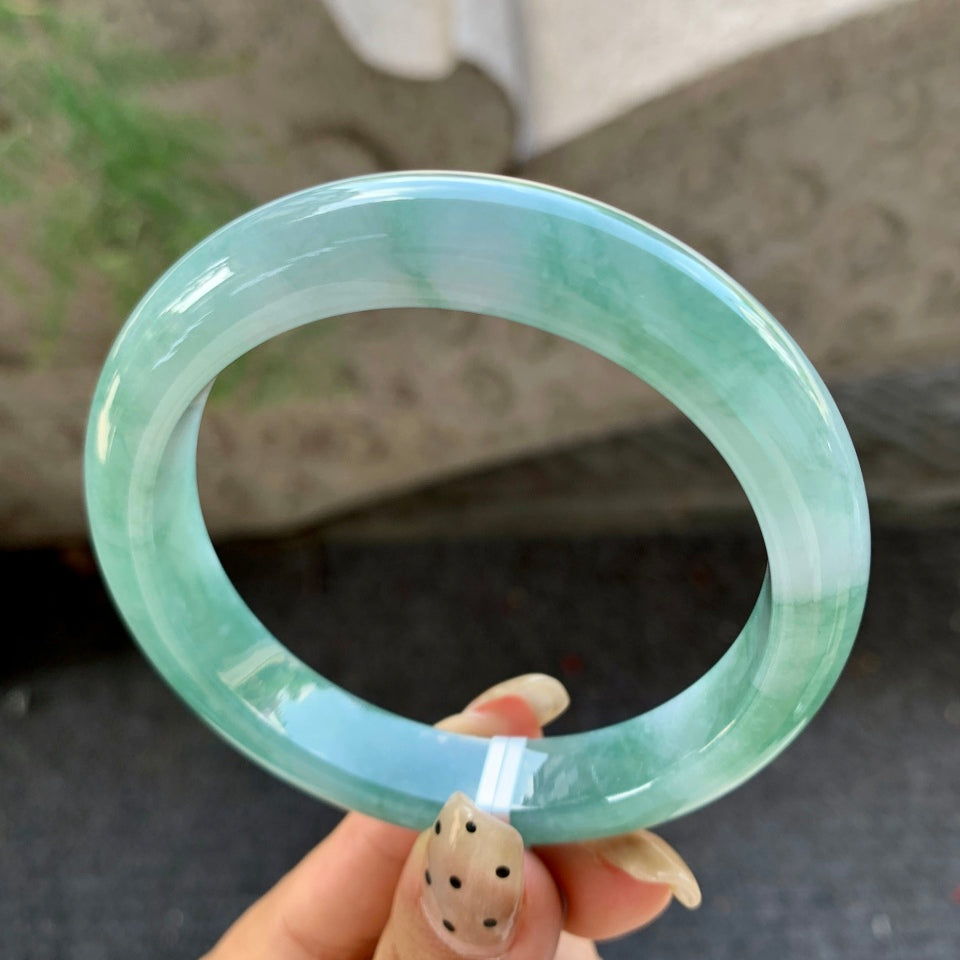 糯冰蓝水翡翠平安镯（58.8mm）（yc029102）