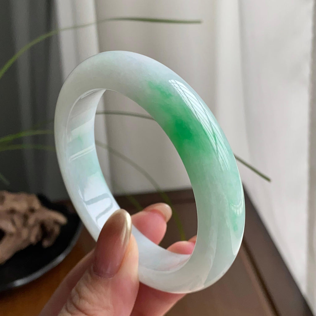 细糯种白底青平安镯（55圈）（yc259456）