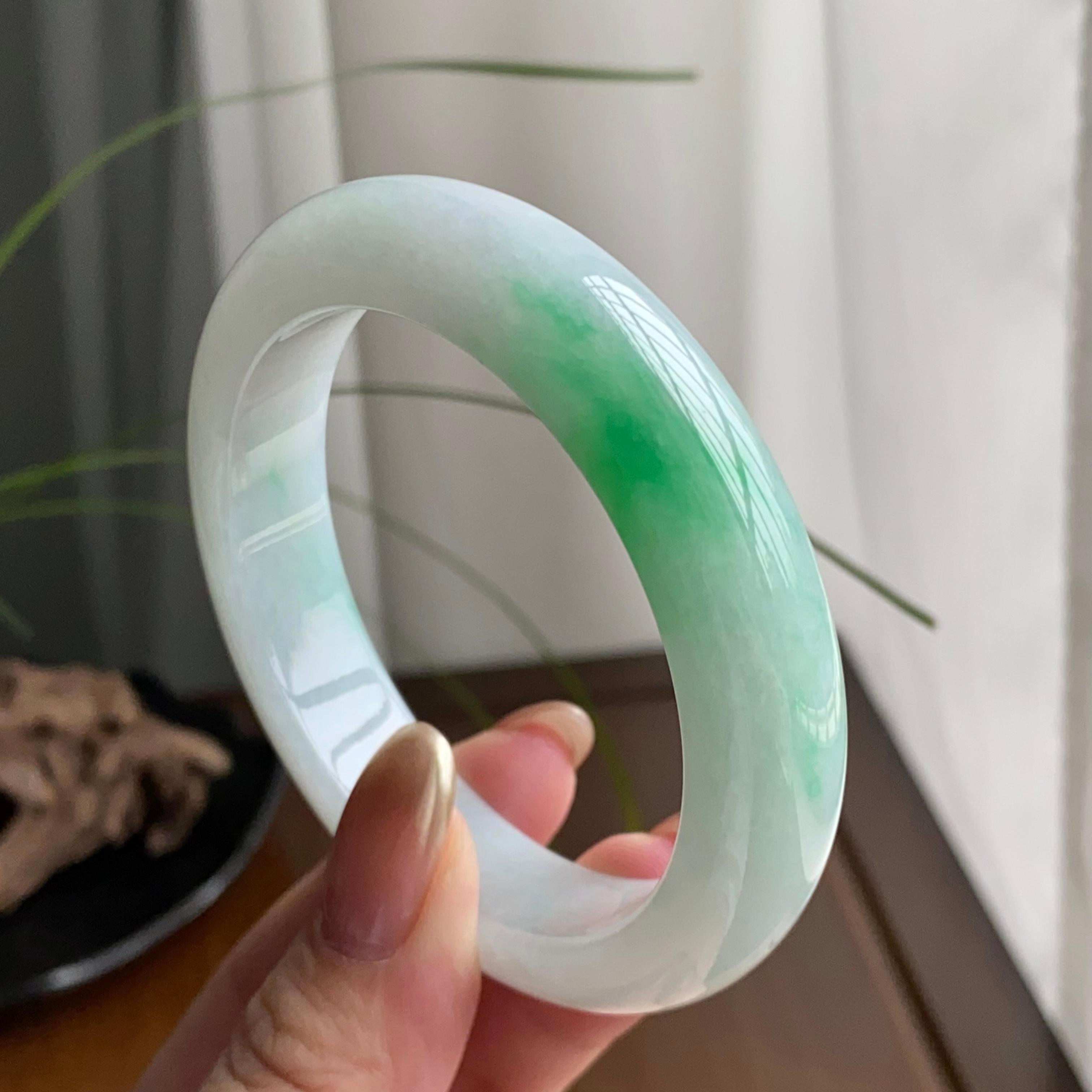 细糯种白底青平安镯（55圈）（yc259456）