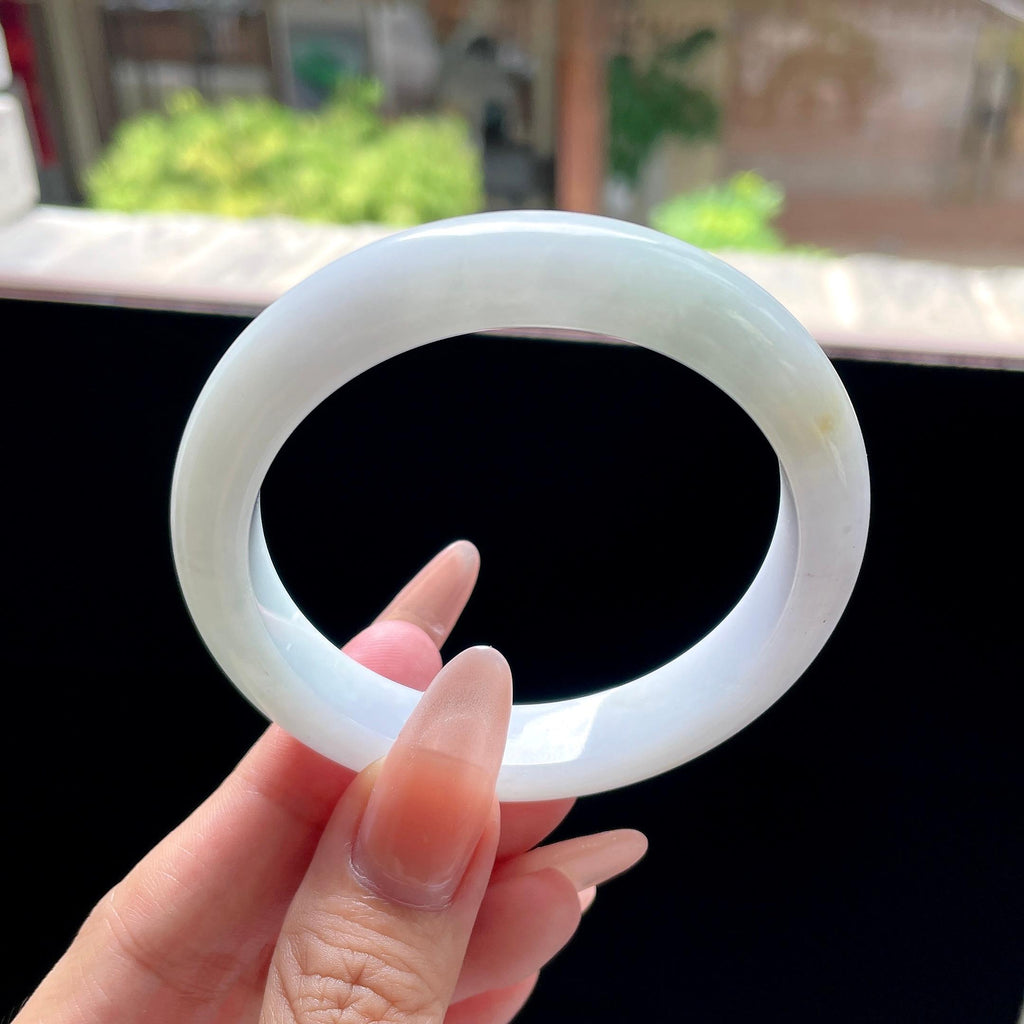 糯种黄翡洒金正圈平安镯 55.4圈 天然缅甸A货翡翠（yc522713）