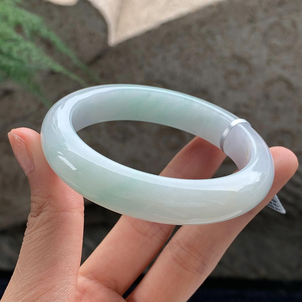 细糯种 飘绿正圈平安镯 54.5圈 天然缅甸A货翡翠（yc701144）