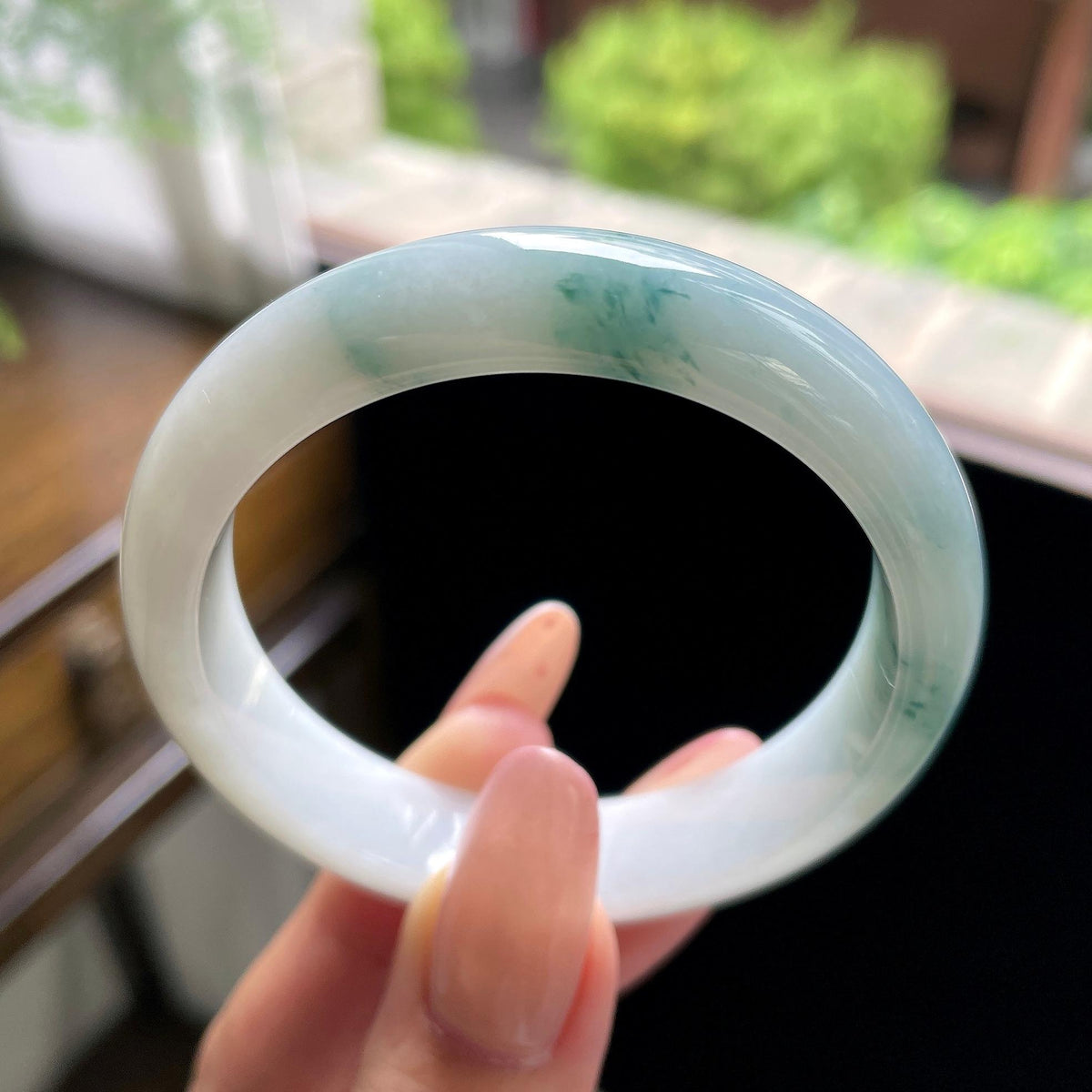 秒杀 细糯种蓝飘花正圈平安镯 52.2圈（yc709454）