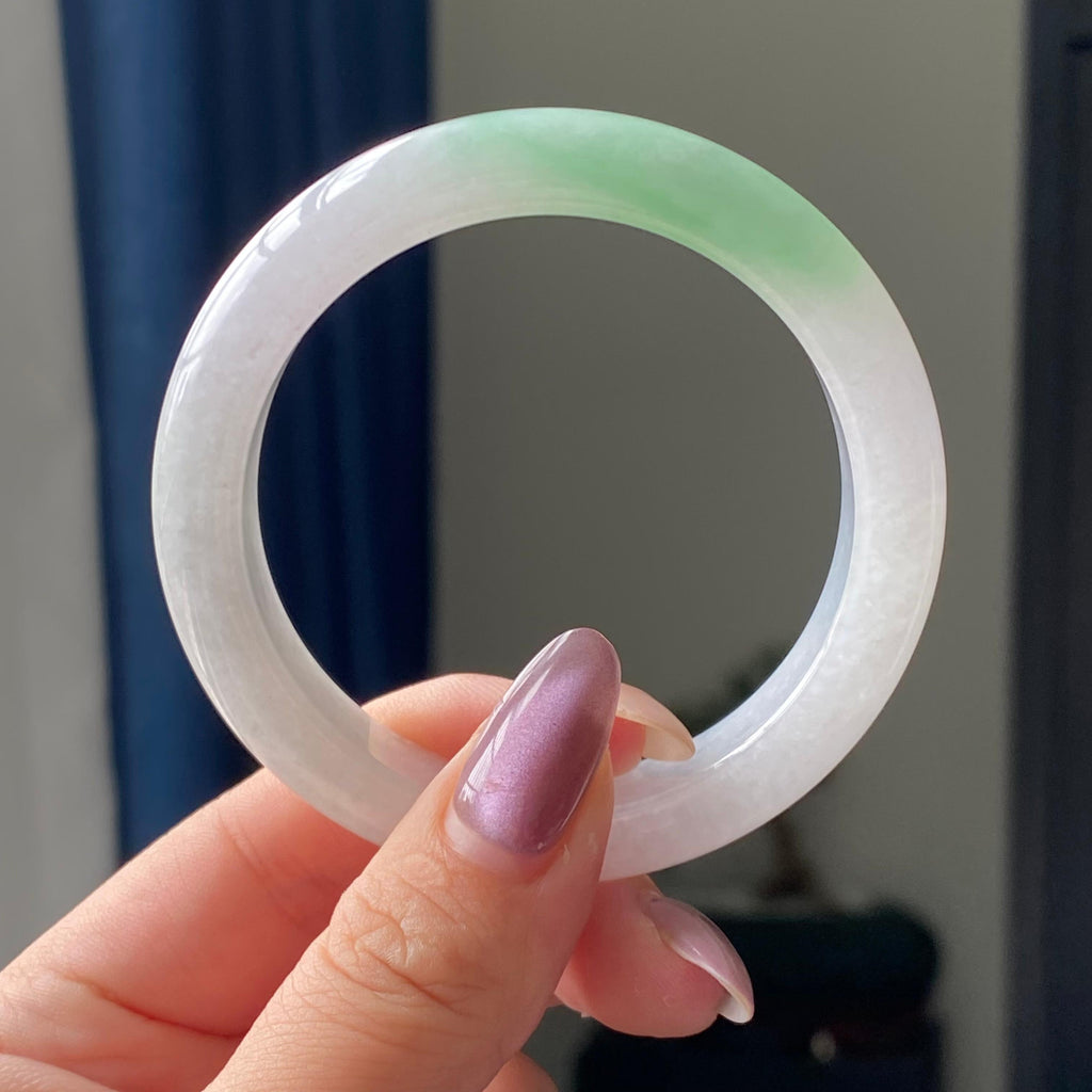 细糯种白底青平安镯手镯（53圈）（yc195669）