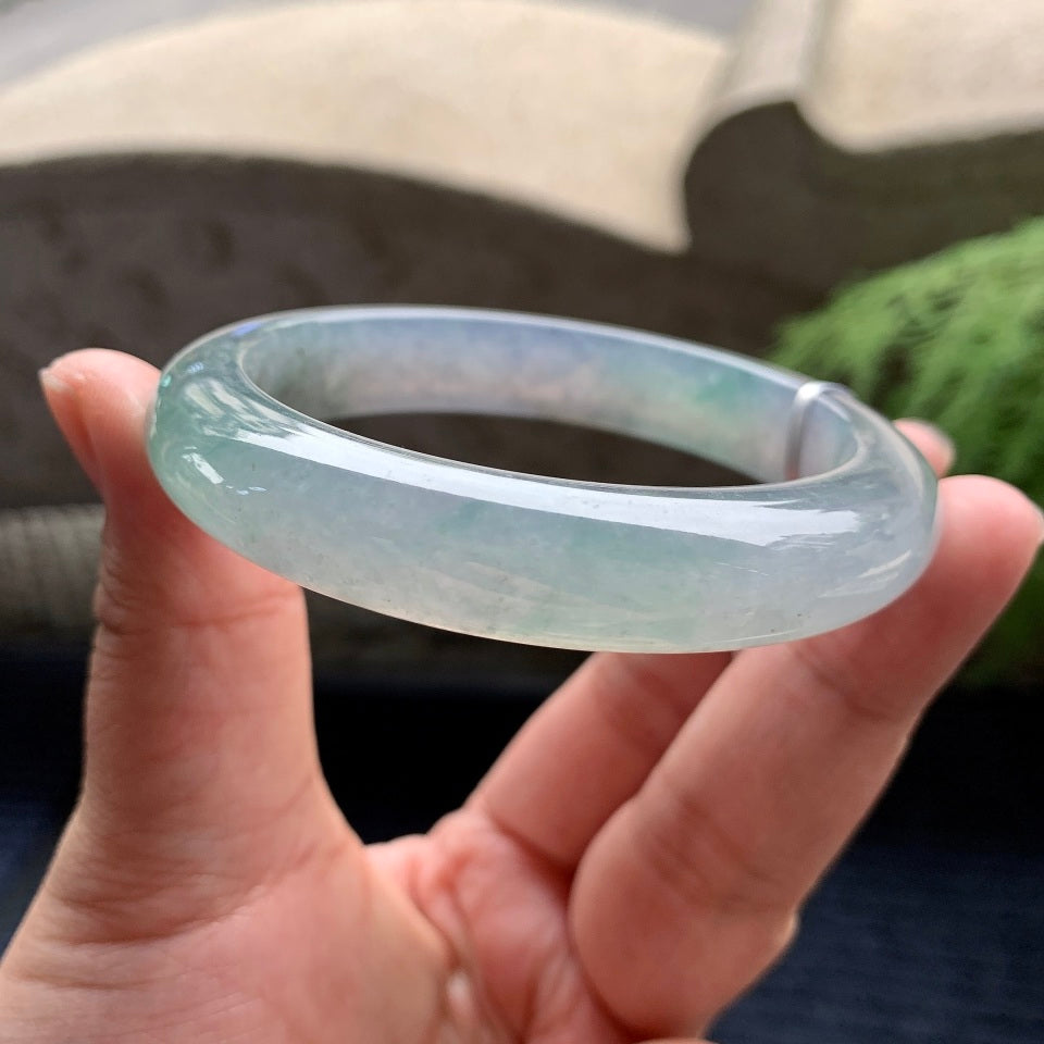 糯冰种飘花平安镯（58.3mm）（yc093391）