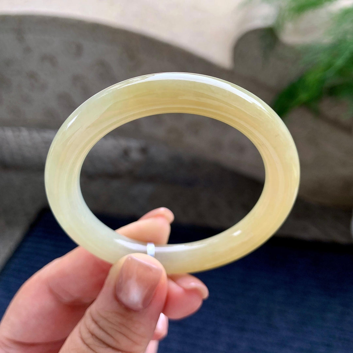 小圈口 细糯种黄翡圆条手镯 49.6圈口 天然缅甸A货翡翠（yc703337）