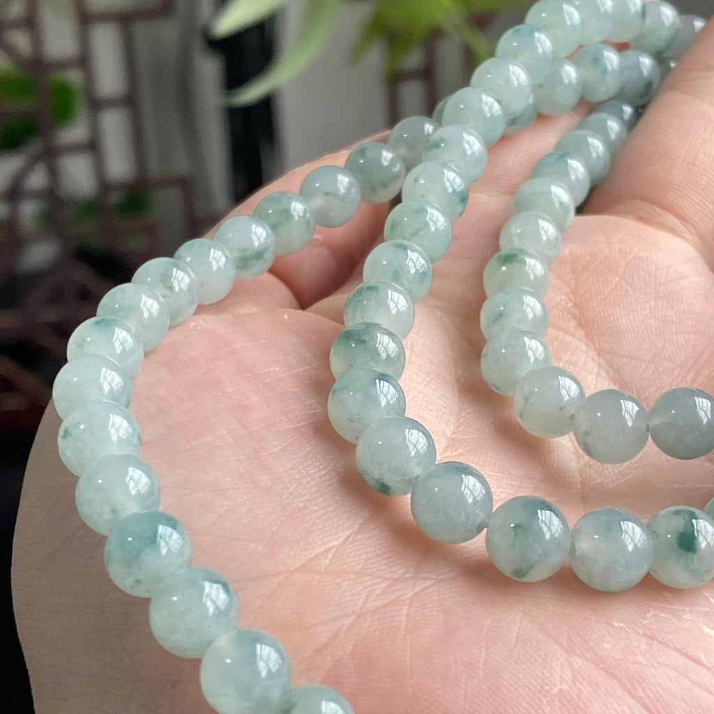 糯冰种飘花珠链（108颗）（yc196863）