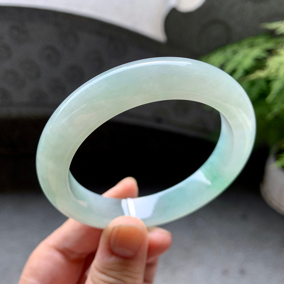 糯冰种飘花平安镯（59.4mm）（yc098115）