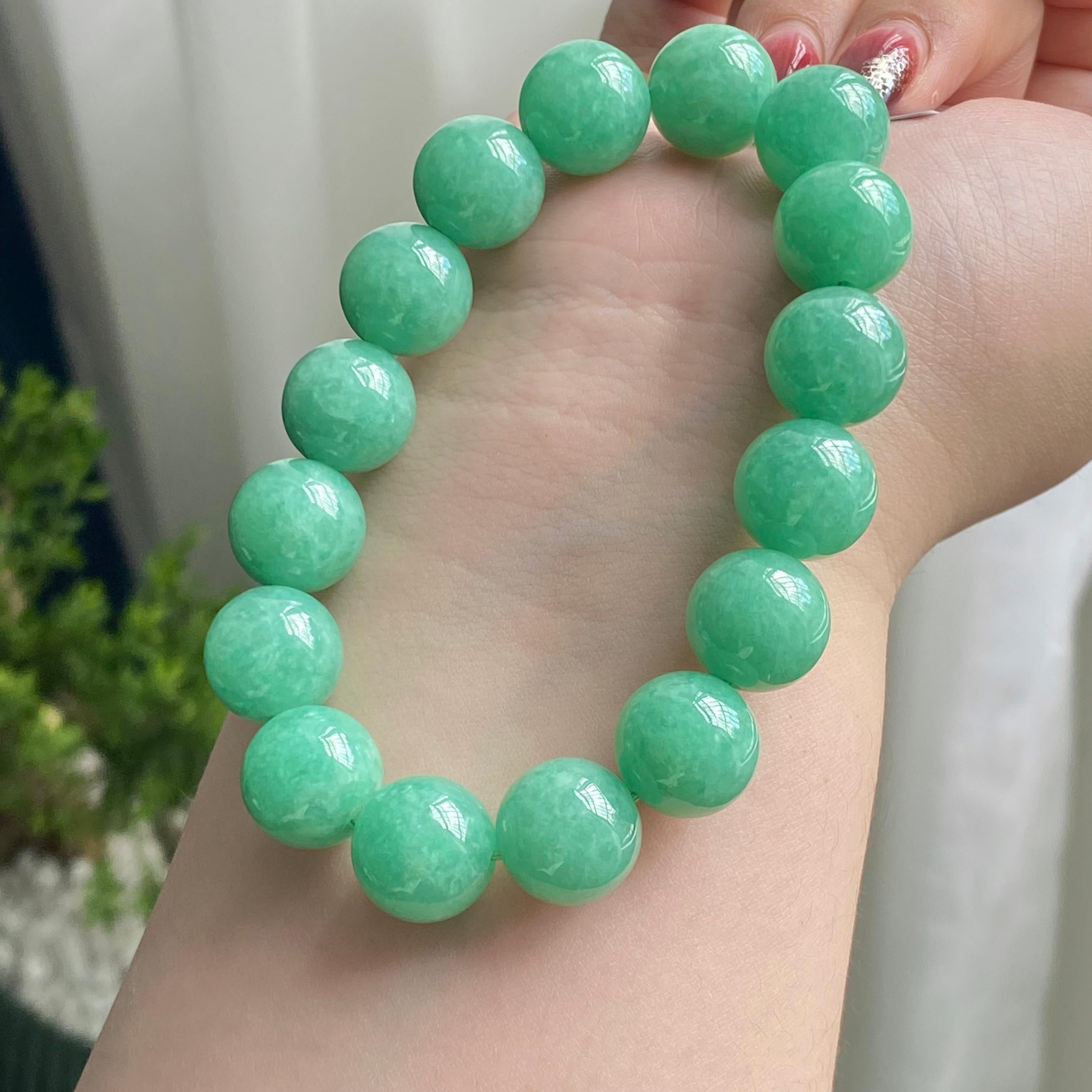 细糯种满绿单圈手串（16颗）（yc213539）