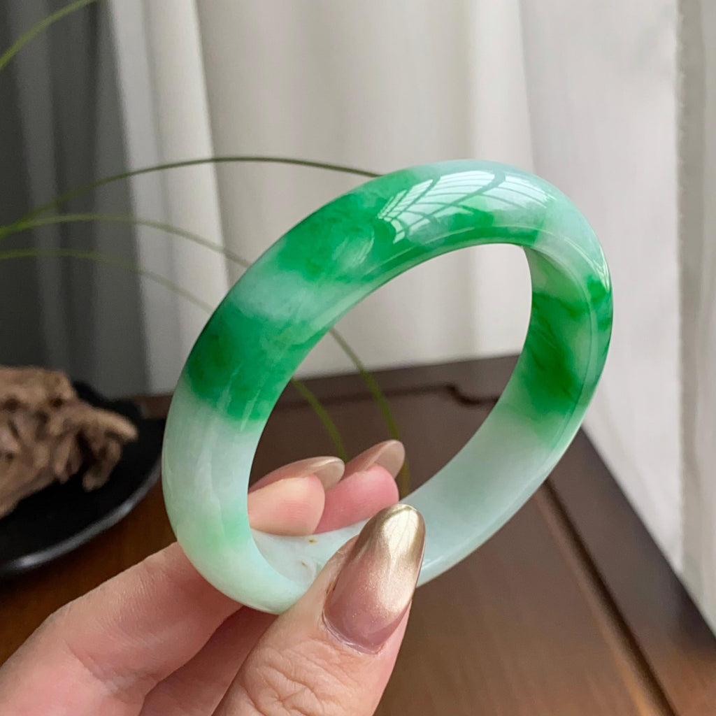 细糯种白底青平安镯（55圈）（yc259469）