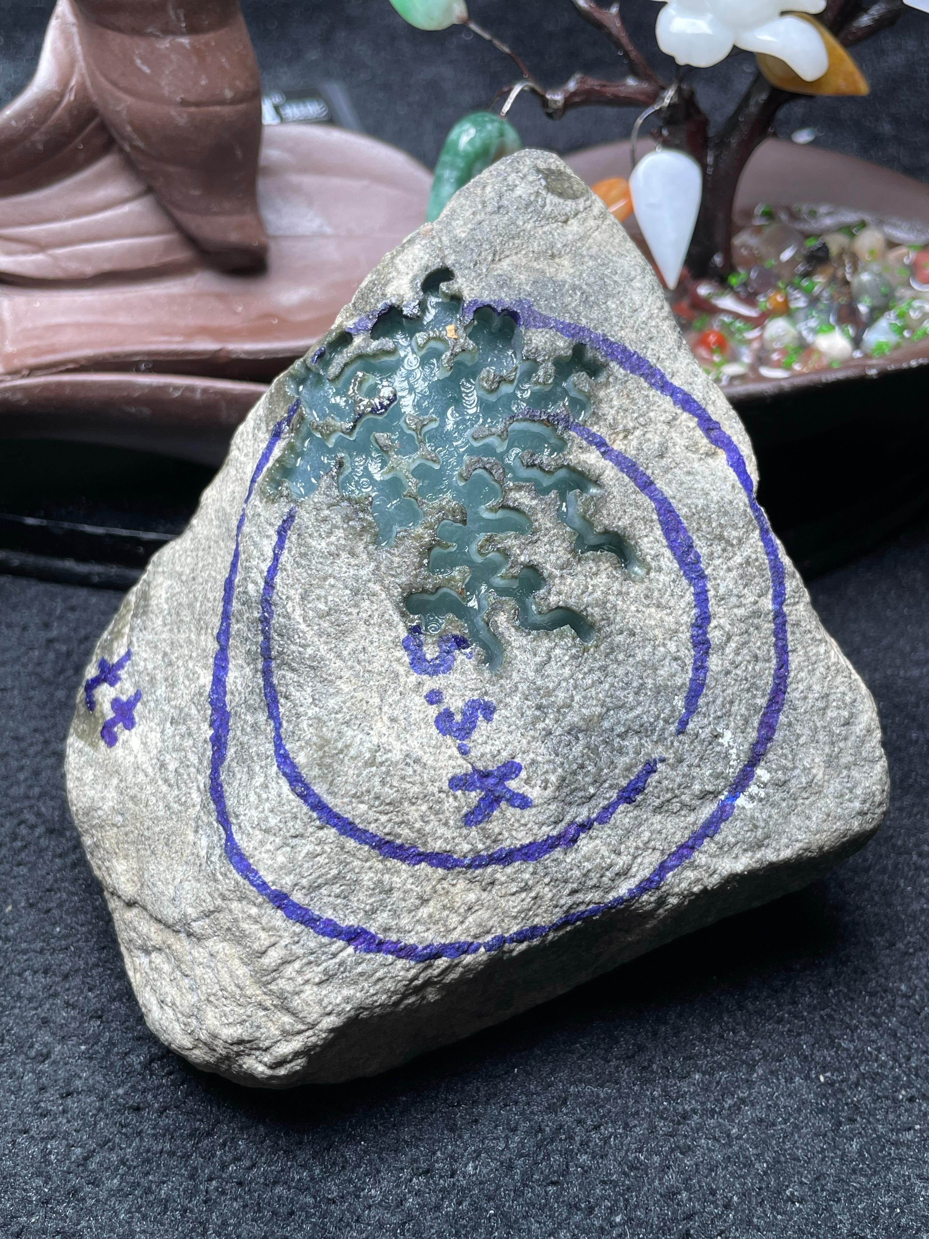 莫西沙开窗冰晴水飘花手镯料（yc536901）