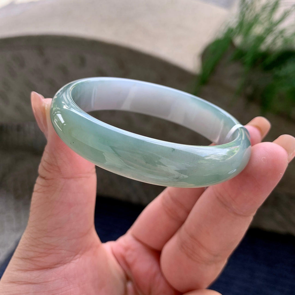 细糯种油青贵妃手镯 56圈口 天然缅甸A货翡翠（yc534504）