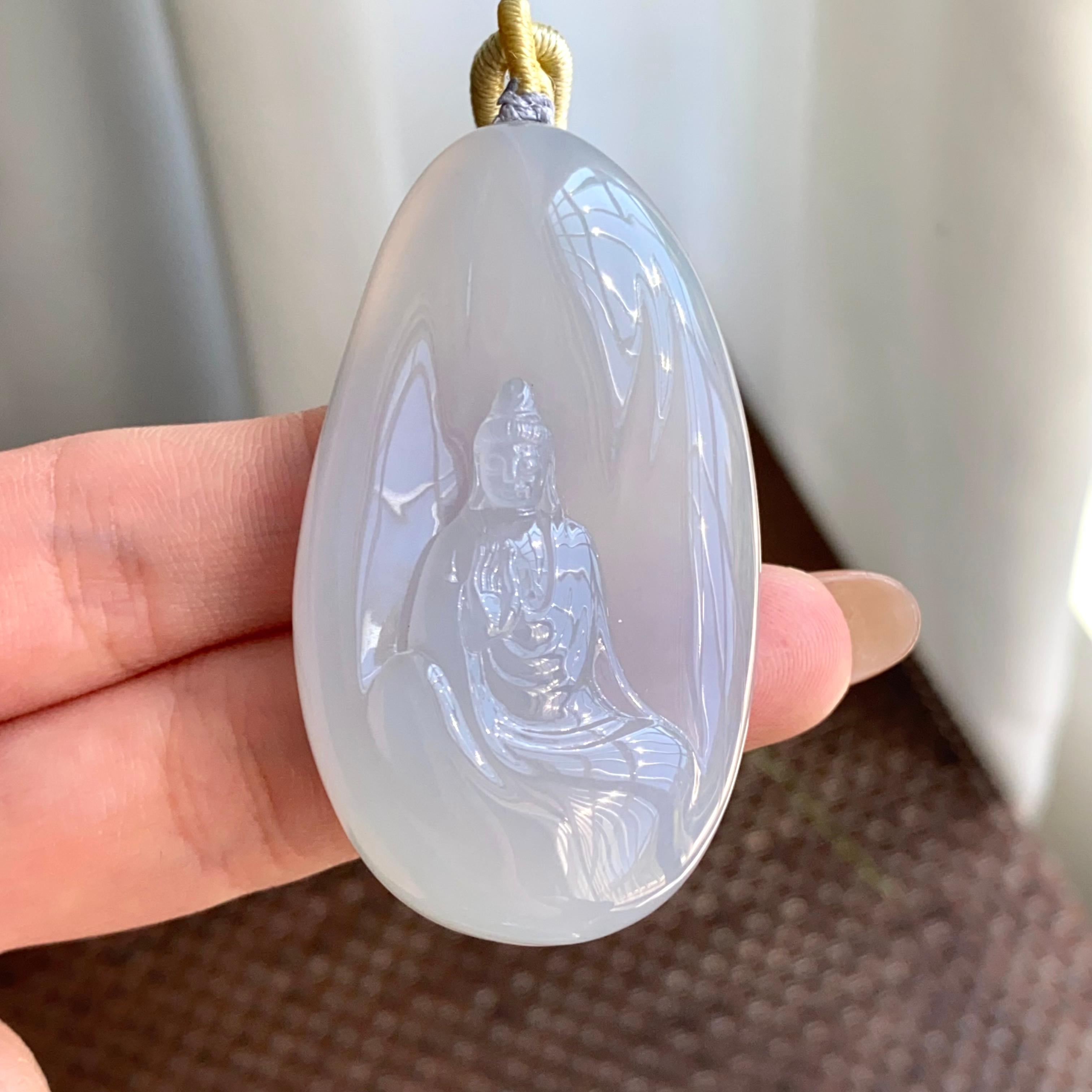 糯冰种白月光观音牌吊坠（yc265661）