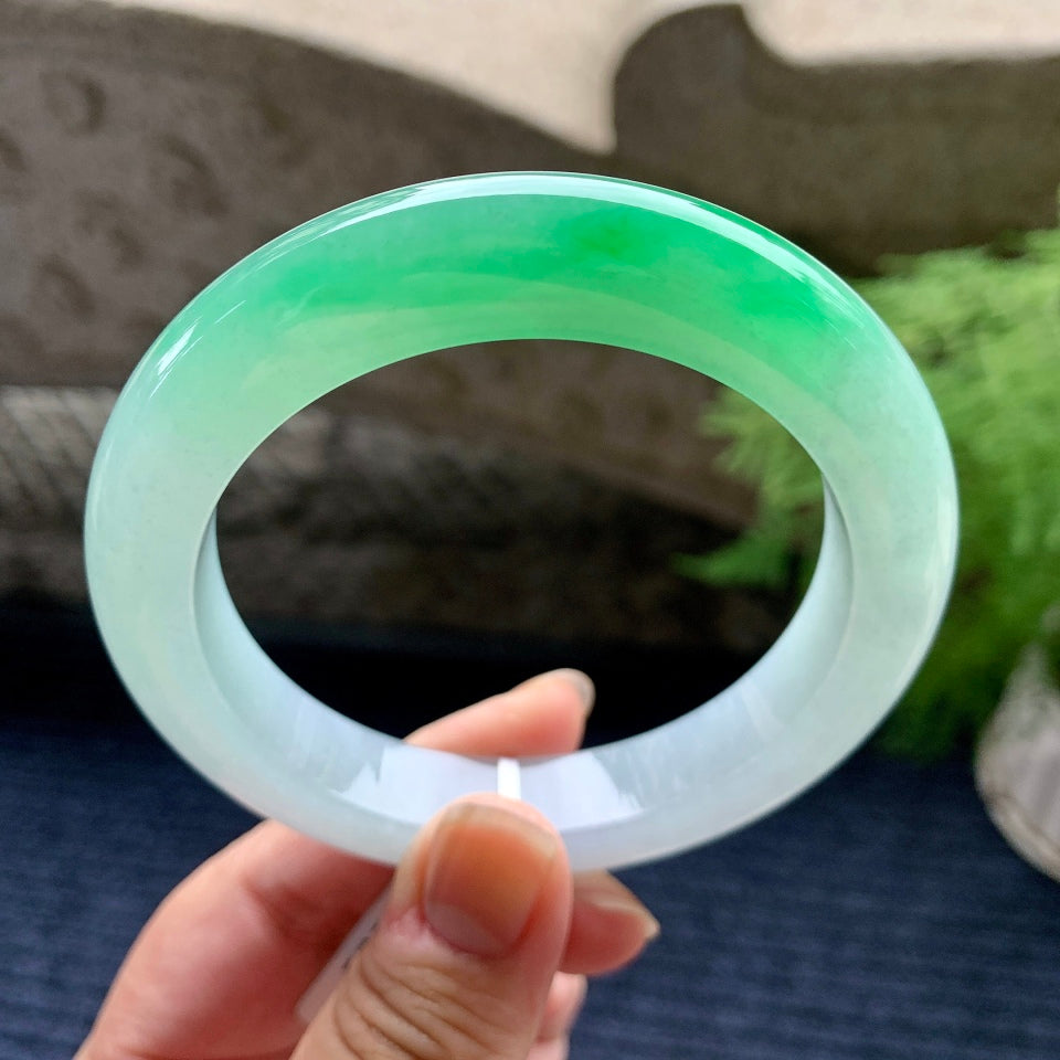 糯冰种飘阳绿平安镯（60.7mm）（yc096214）