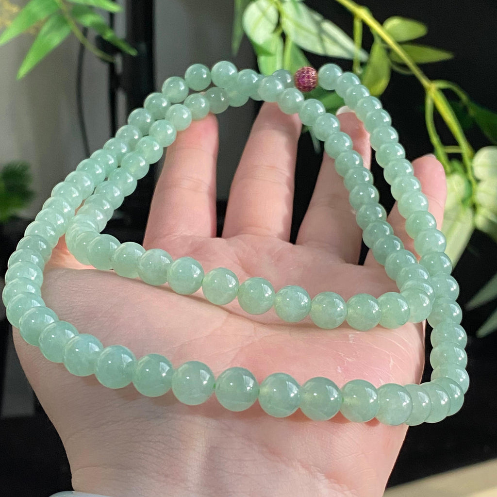 糯冰种晴底珠链（94颗）（yc196187）