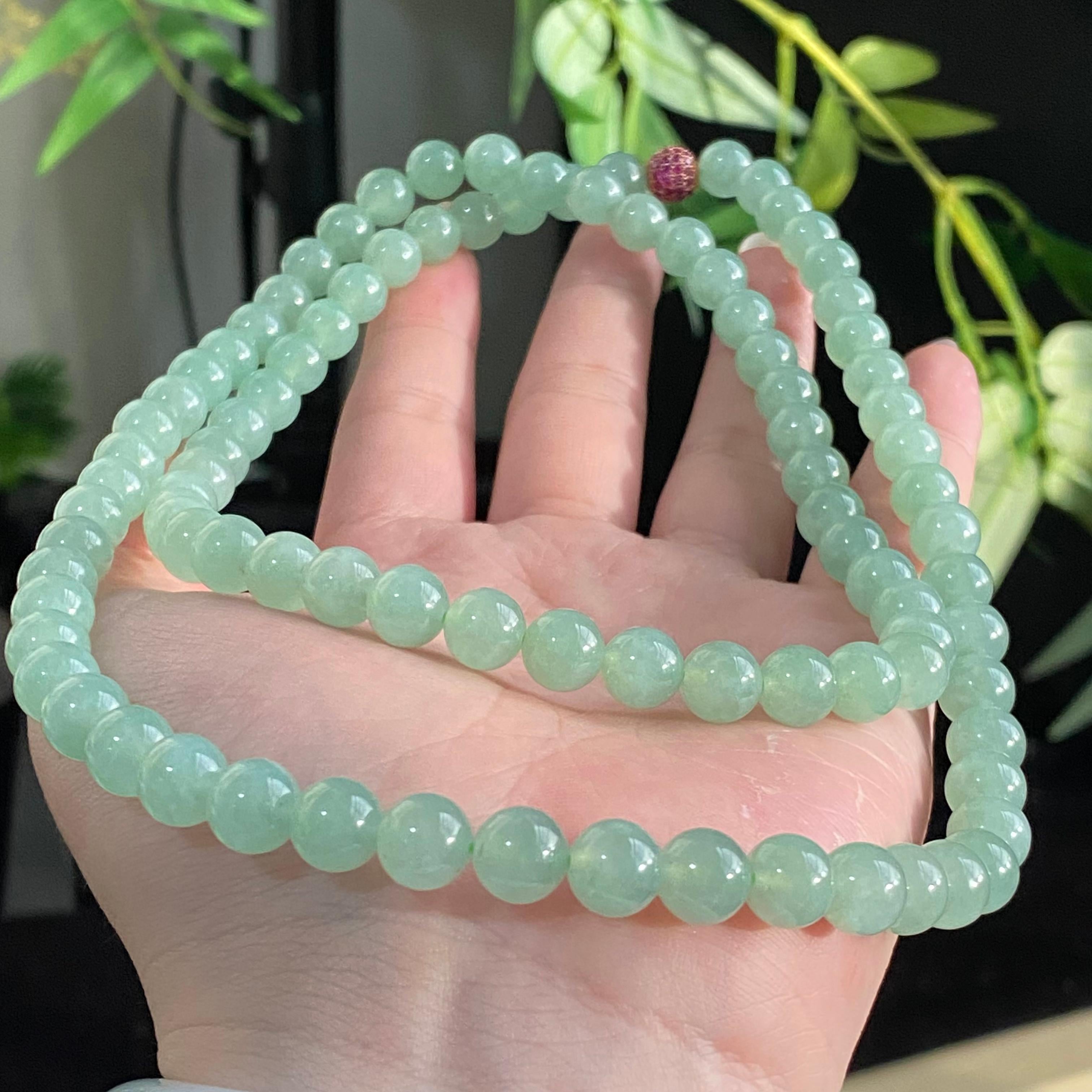 糯冰种晴底珠链（94颗）（yc196187）