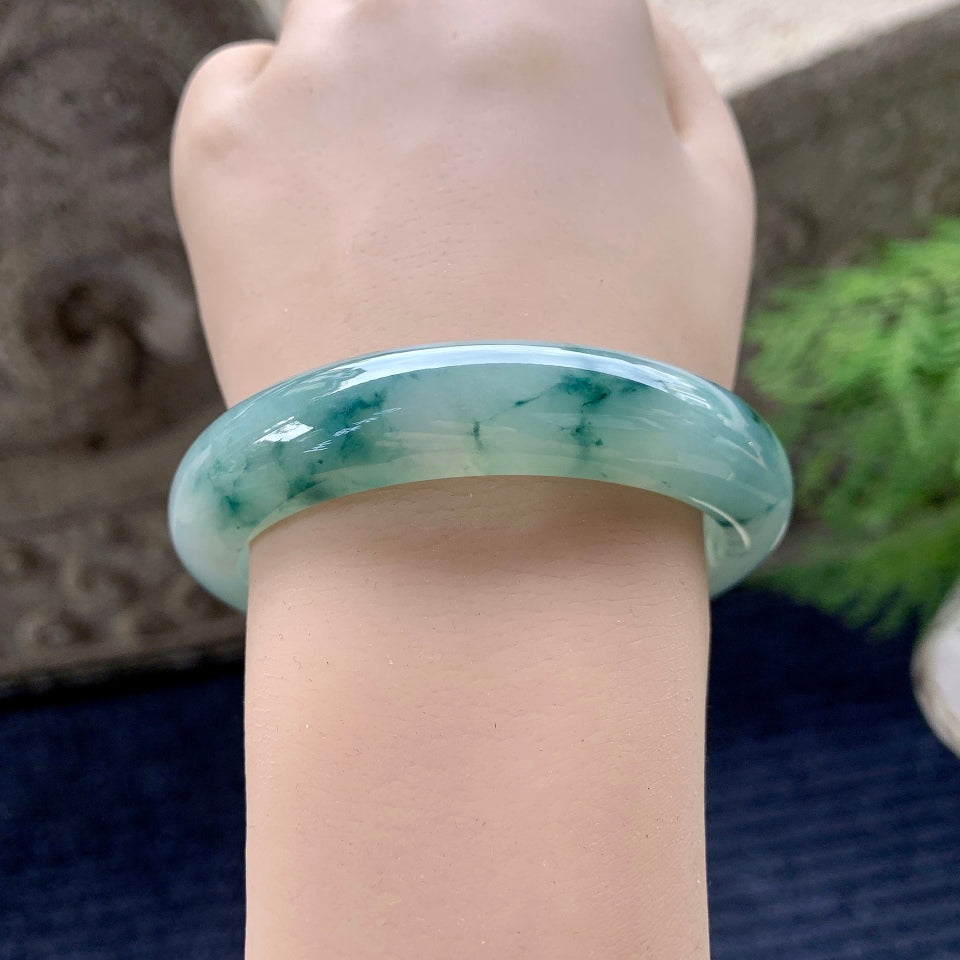 糯冰种飘花平安镯（58mm）（yc097838）