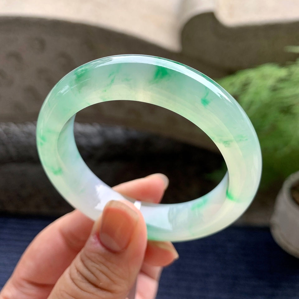 糯冰种飘花平安镯（51.2mm）（yc096244）