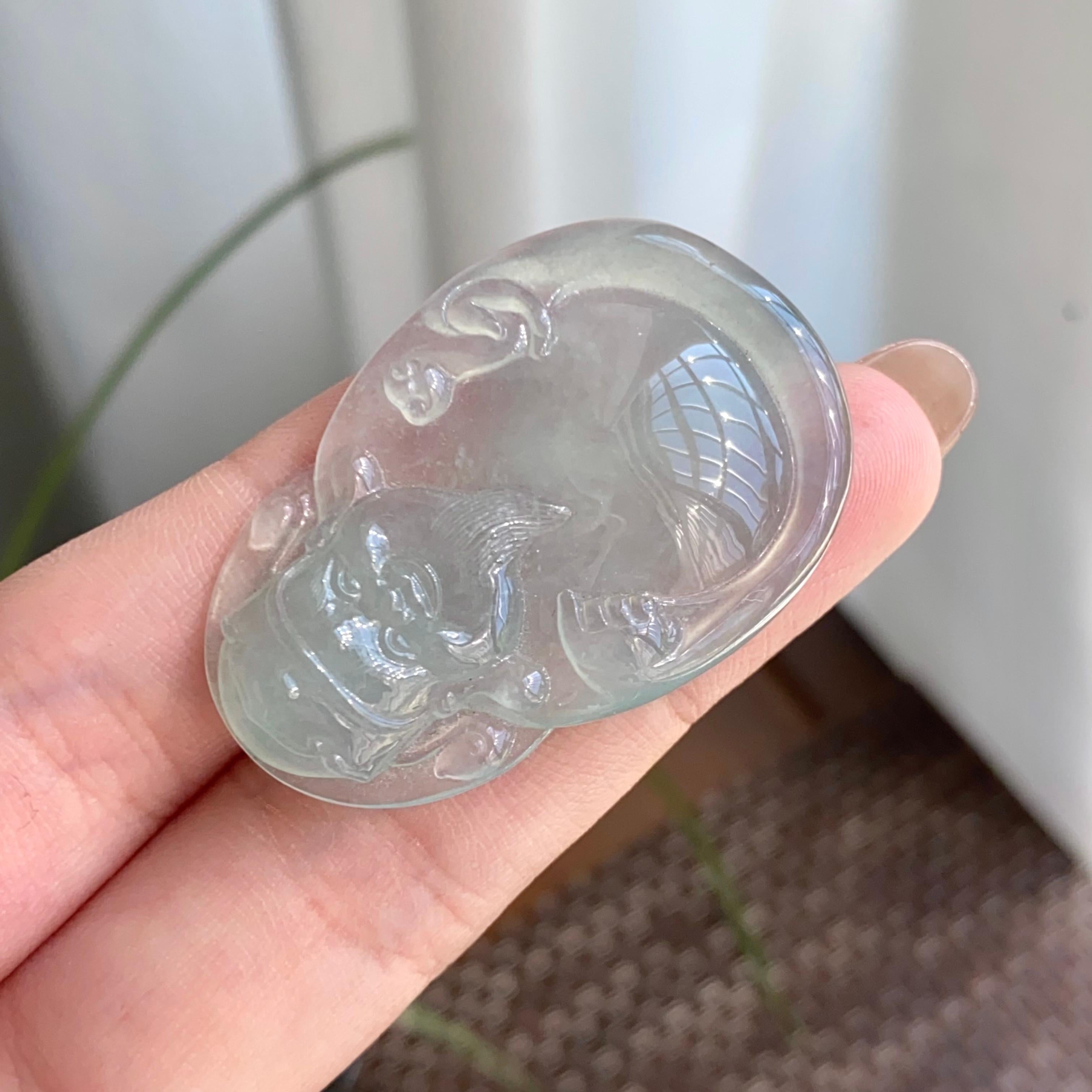 冰种带底色财神吊坠（yc264974）