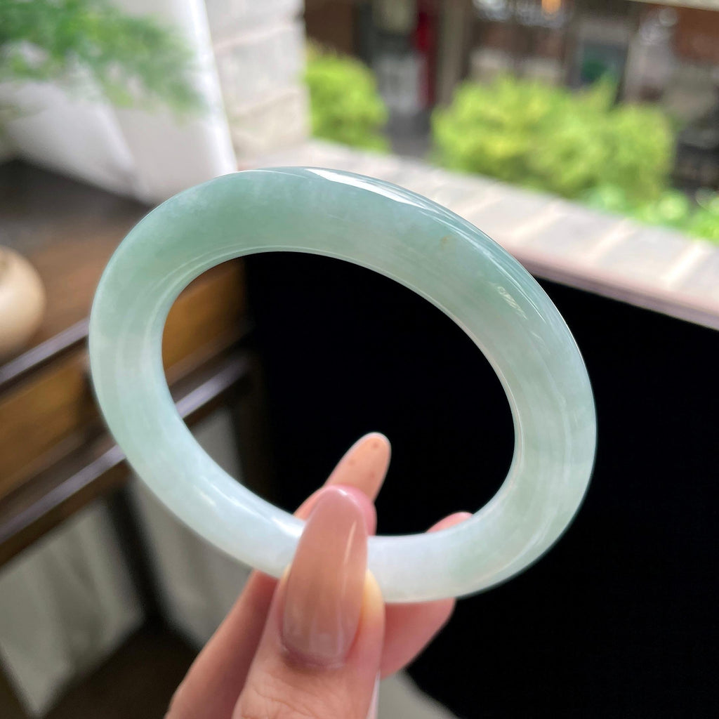 细糯种带底色果绿圆条 55圈 天然缅甸A货翡翠（yc703293）