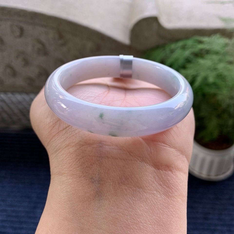 细糯种紫罗兰飘花平安镯（54.4mm）（yc079272）