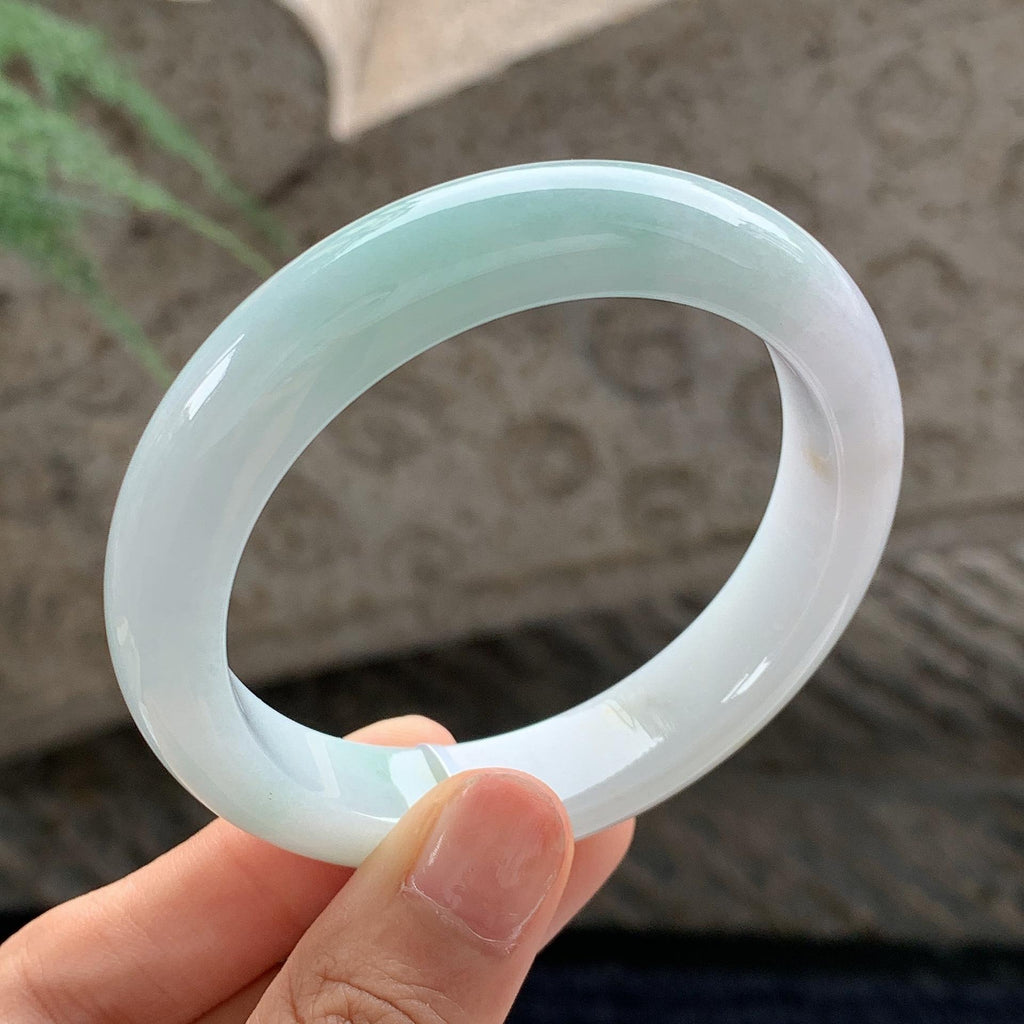 细糯种 飘绿正圈平安镯 54.5圈 天然缅甸A货翡翠（yc701144）