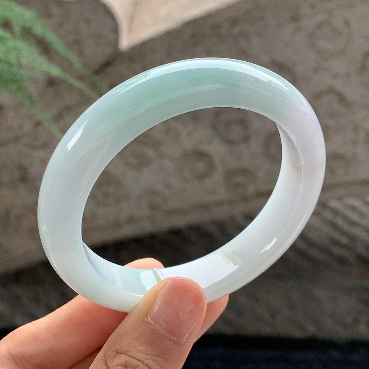 细糯种 飘绿正圈平安镯 54.5圈 天然缅甸A货翡翠（yc701144）