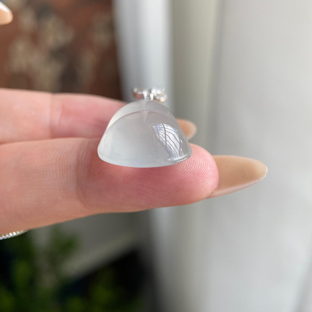 18k金钻镶高冰种雪花棉福豆吊坠（yc209944）