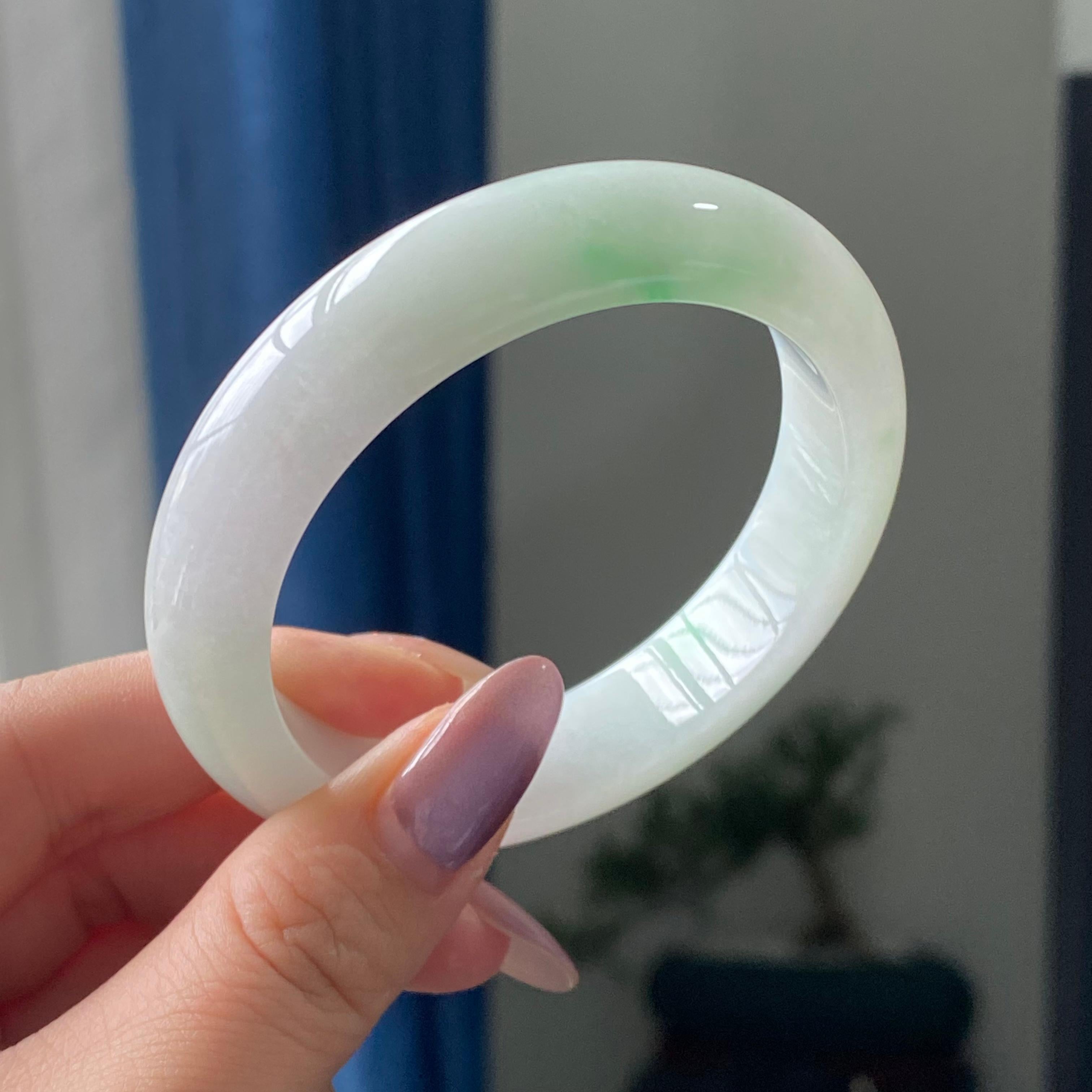 细糯种白底青平安镯手镯（55圈）（yc195718）