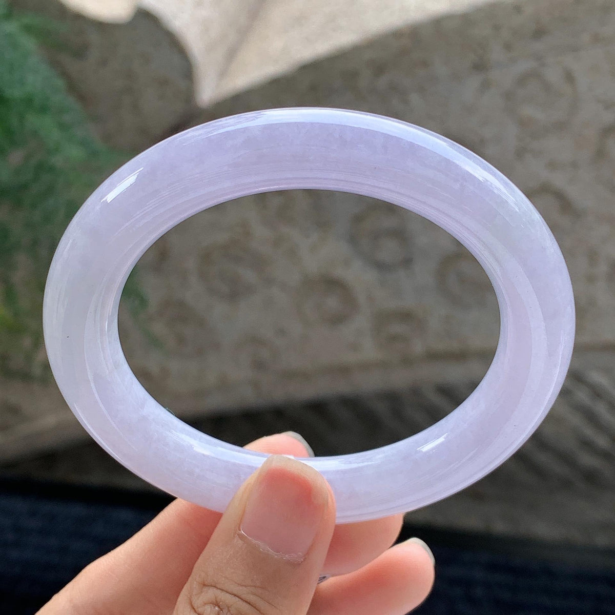 细糯种 紫罗兰圆条手镯 56圈 天然缅甸A货翡翠（yc699555）