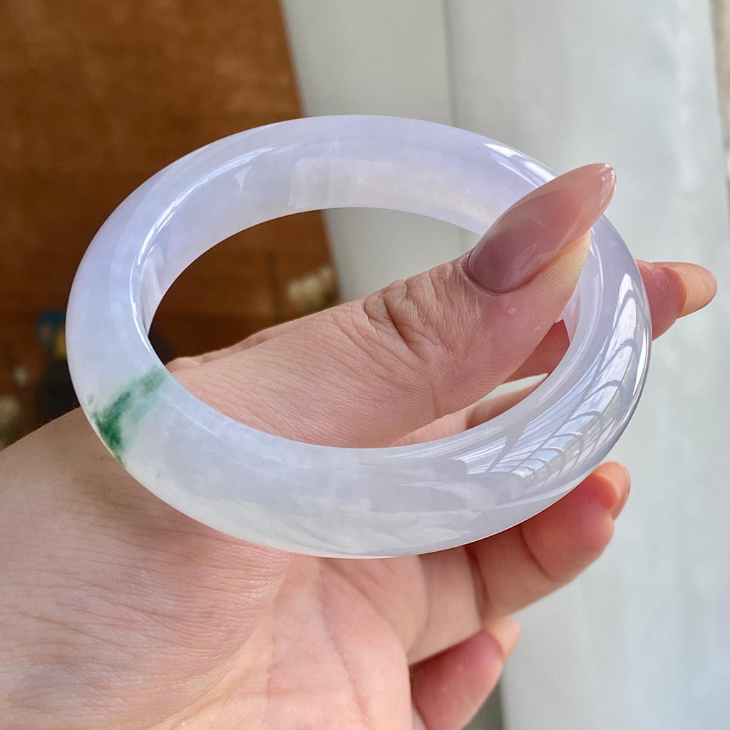 冰种淡春彩飘花平安镯（54圈）（yc228988）