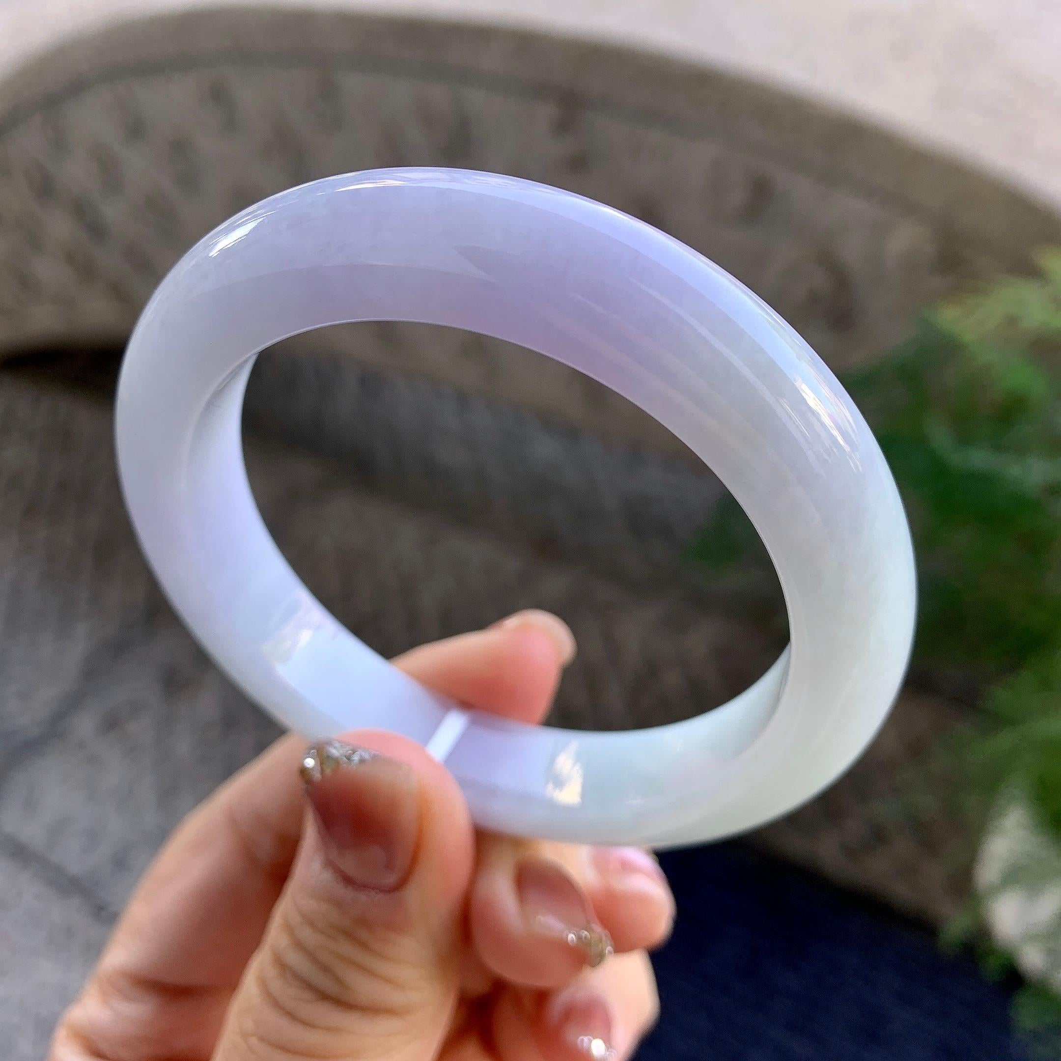 细糯种淡紫罗兰平安镯（54.5mm）（yc276205）