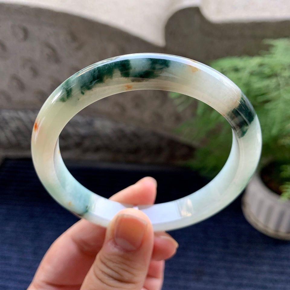 细糯种飘花洒金平安镯（64mm）（yc093343）