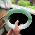 糯种阳绿白底青正圈平安镯 53圈（yc709467）