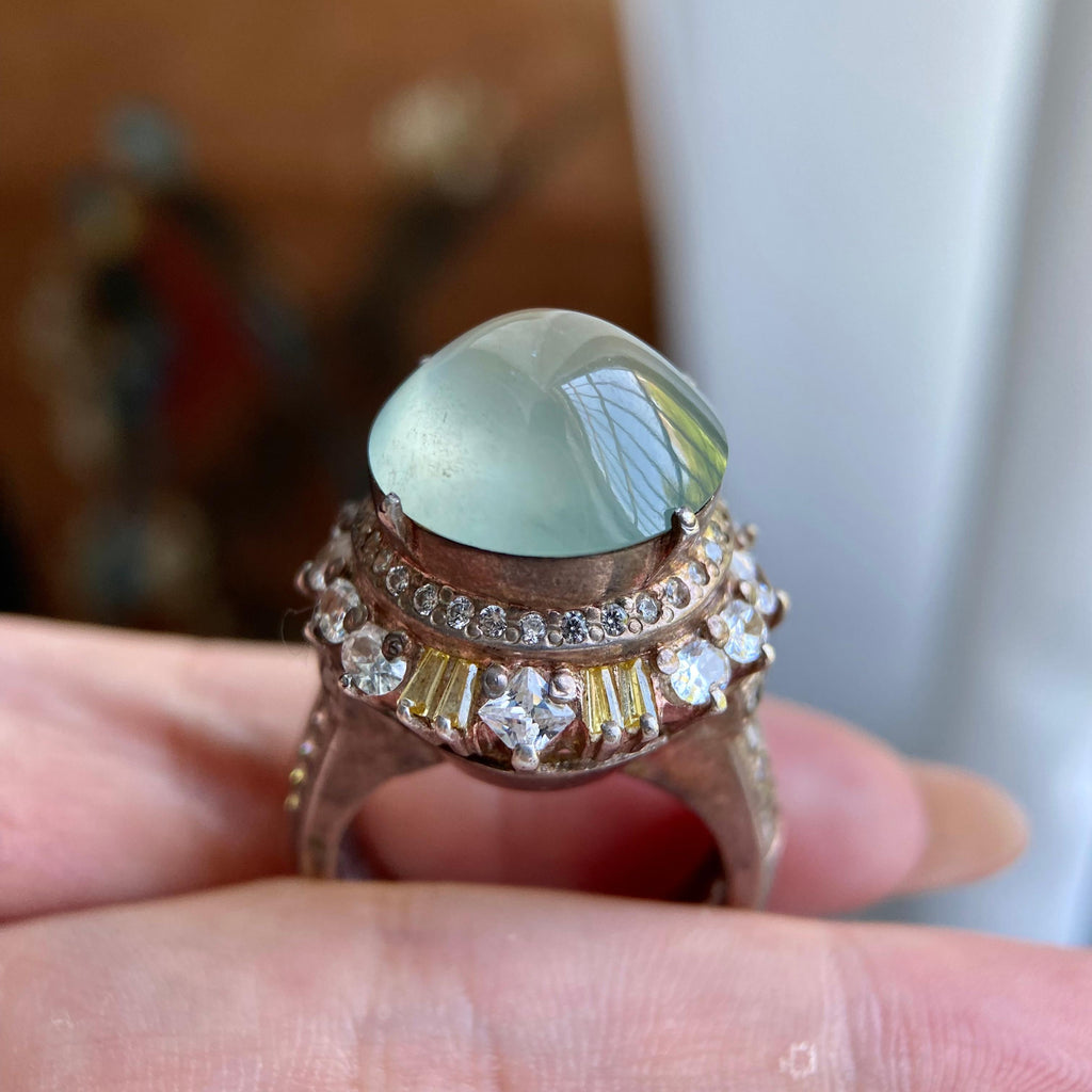 冰种正圆白月光戒面裸石（yc234334）