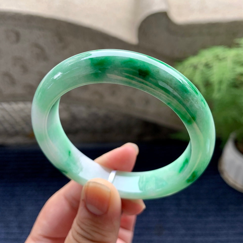 糯种飘绿平安镯（57mm）（yc089964）