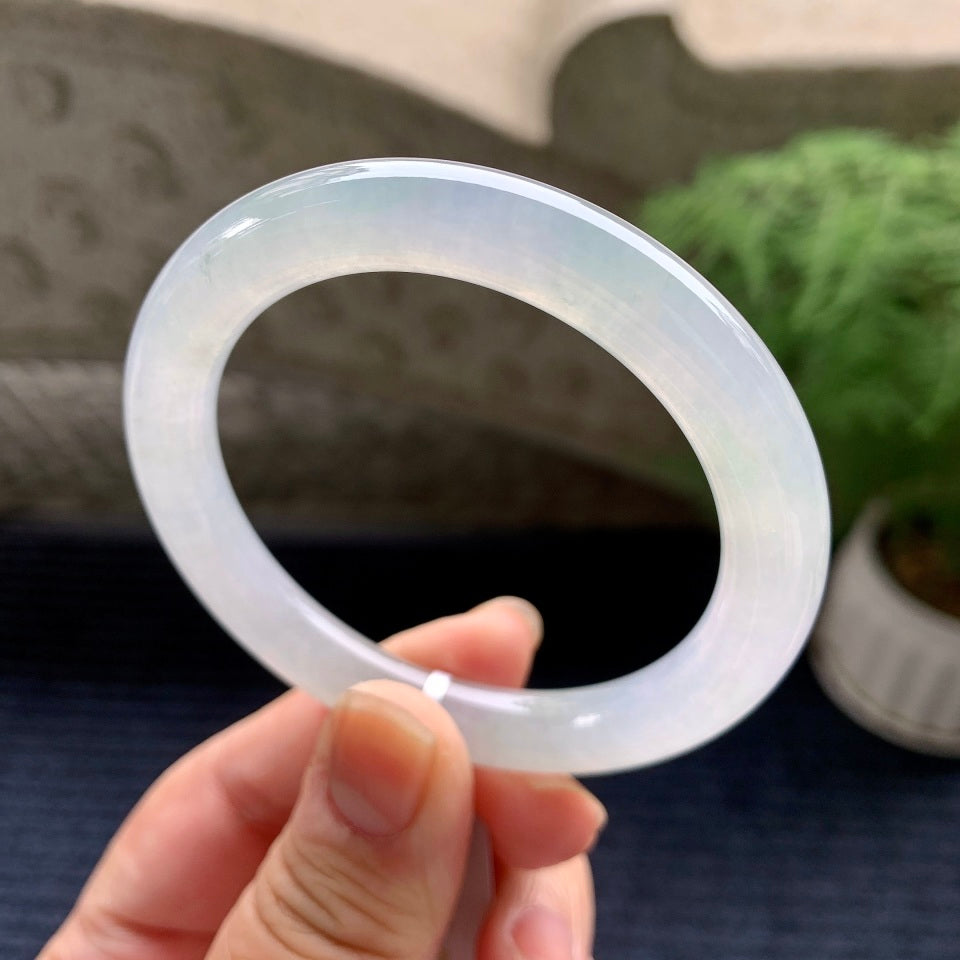 糯冰种无色圆条手镯（52.4mm）（yc082611）