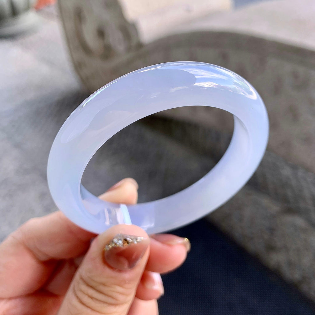 糯冰种淡紫底平安镯（50.2mm）（yc273596）