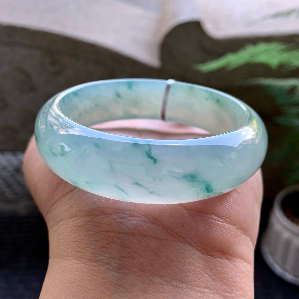 冰种飘花轮胎手镯（58mm）（TF06303323）