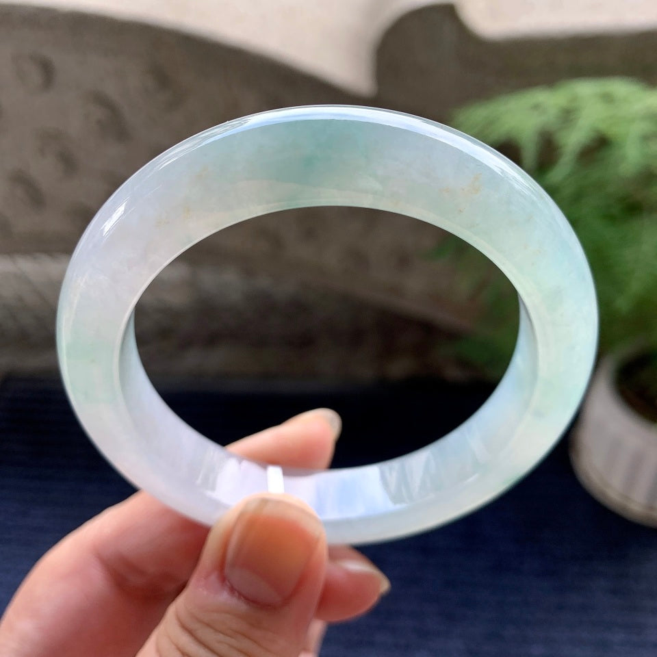糯冰种飘花平安镯（56mm）（yc096579）