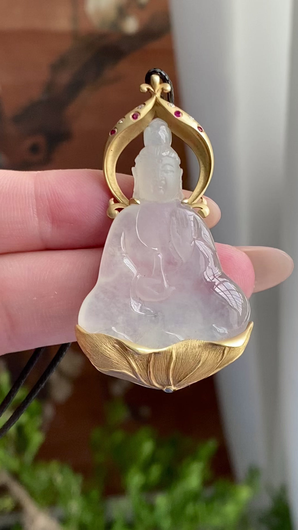 18k金镶冰种白月光观音吊坠（yc235109）