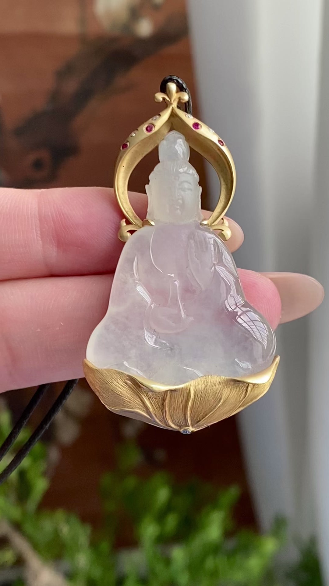 18k金镶冰种白月光观音吊坠（yc235109）