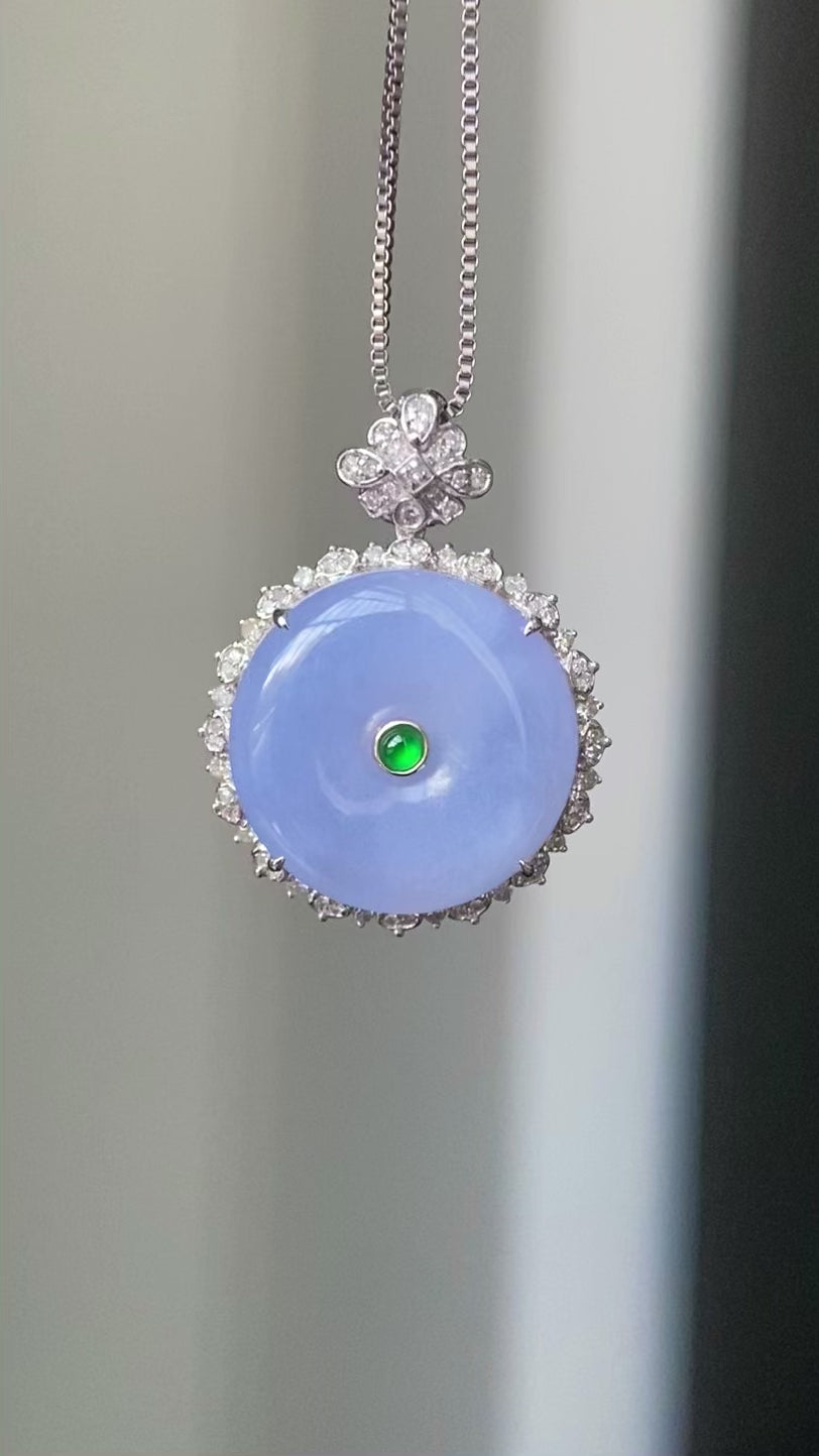 18k金钻镶冰种紫罗兰平安扣吊坠（yc219266）