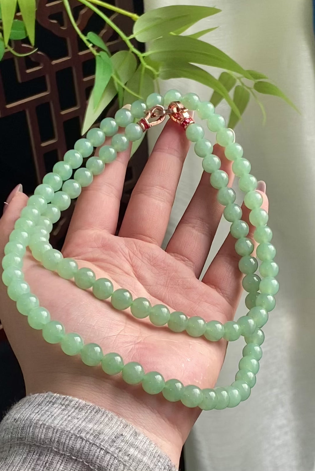 冰种晴底珠链（88颗）（yc196115）