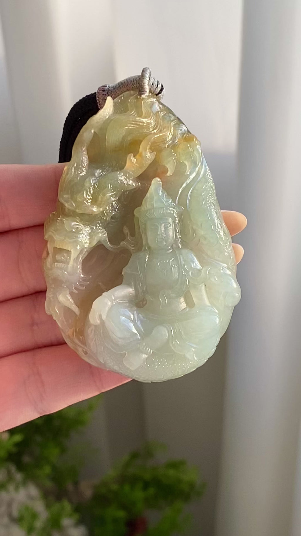 糯冰种黄翡神龙护主牌吊坠（yc214725）