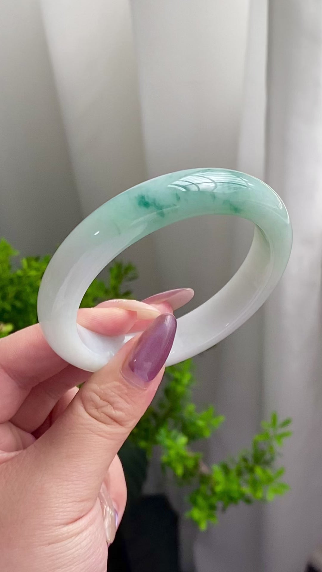 细糯种蓝底飘花平安镯（58圈）（yc201916）